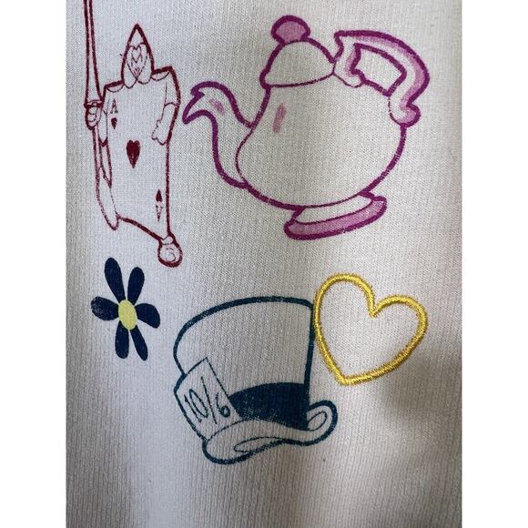 Disney Classics Alice in wonderland Cream Embroidered Sweatshirt Sz M - Picture 5 of 10